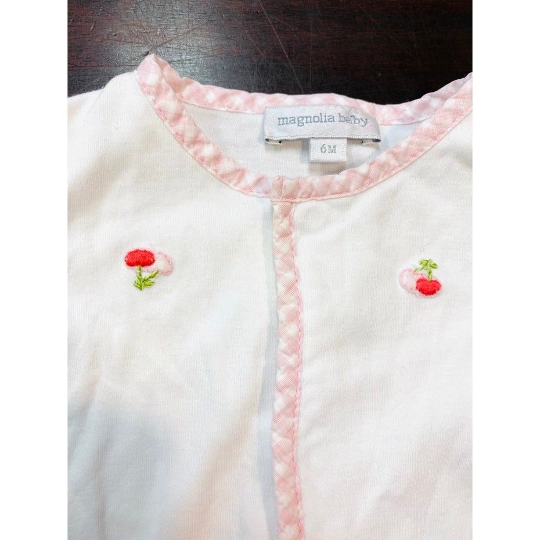 6 months magnolia baby cherry Romper