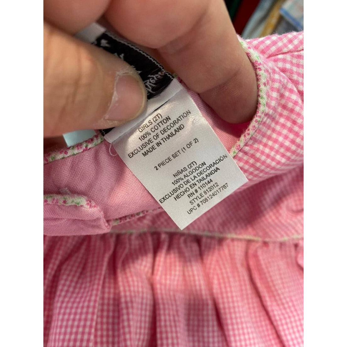 2T pink gingham cherry dress