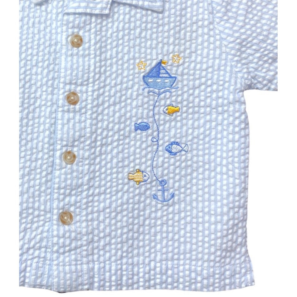 0-3 months vintage seersucker sailboat top