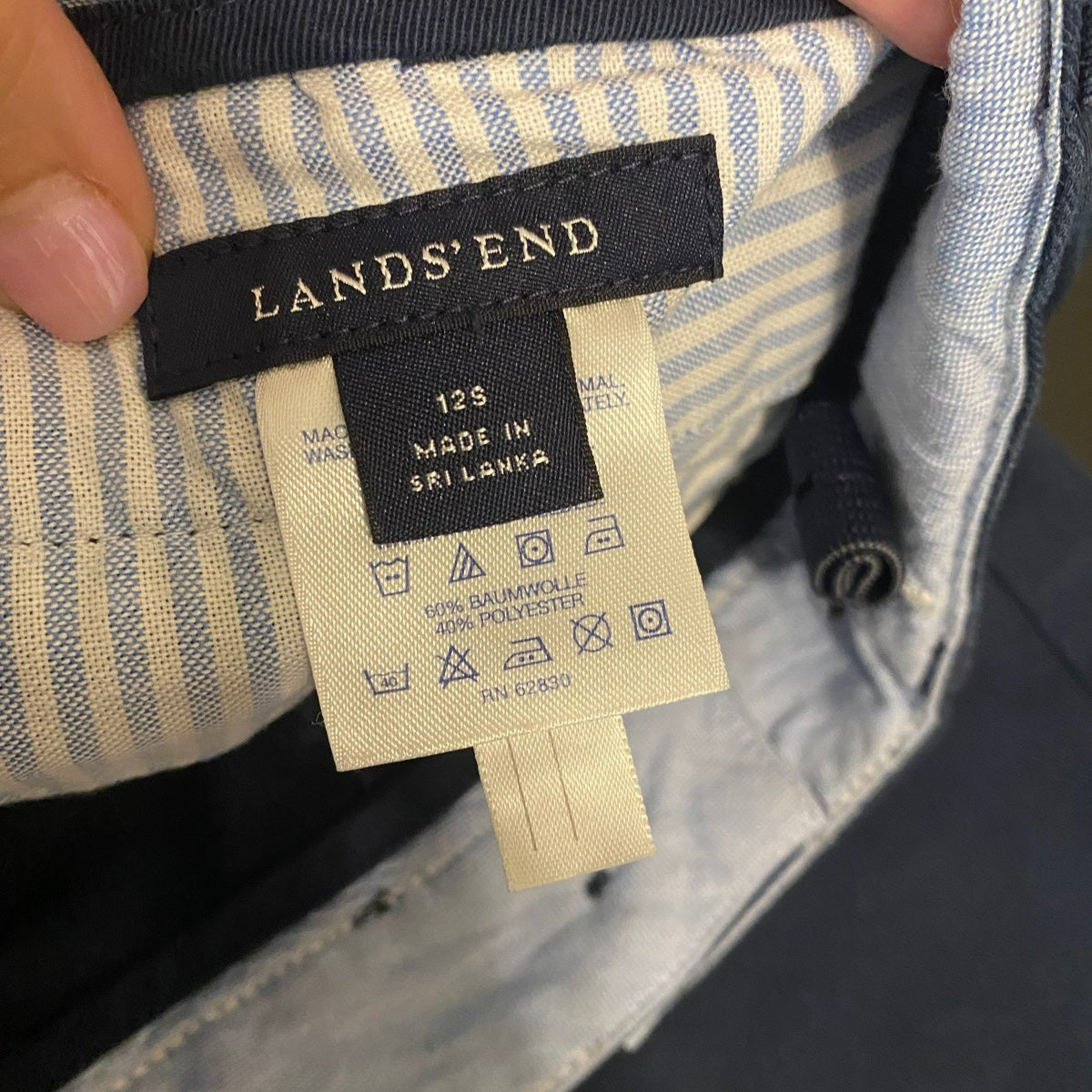 12S boys Lands End navy school Shorts