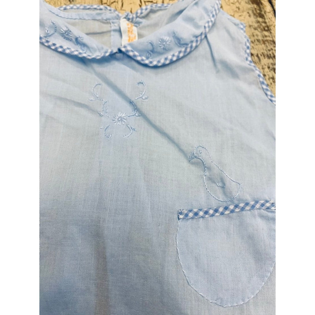 Vintage embroidered blue duck outfit