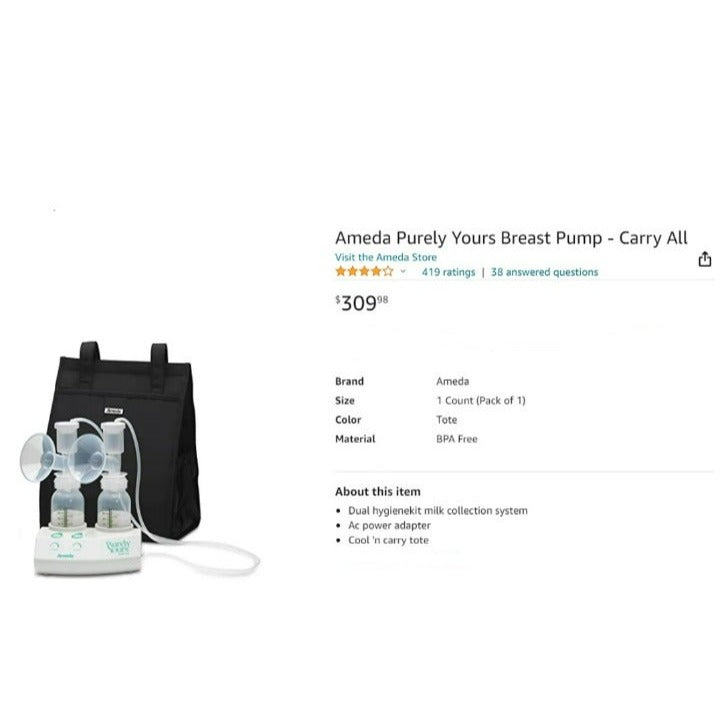 Ameda Purely Yours double electric pump