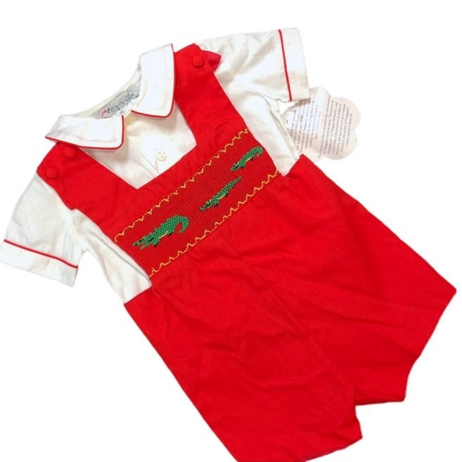 New 3 months Smocked Alligator Bubble