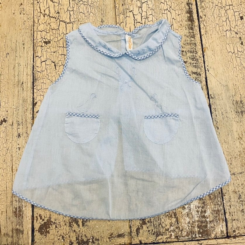 Vintage embroidered blue duck outfit