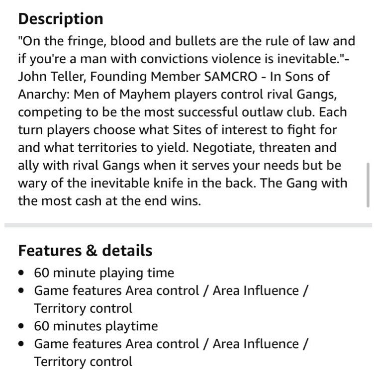 Gale Force 9 Sons of Anarchy Men of Mayhem Game