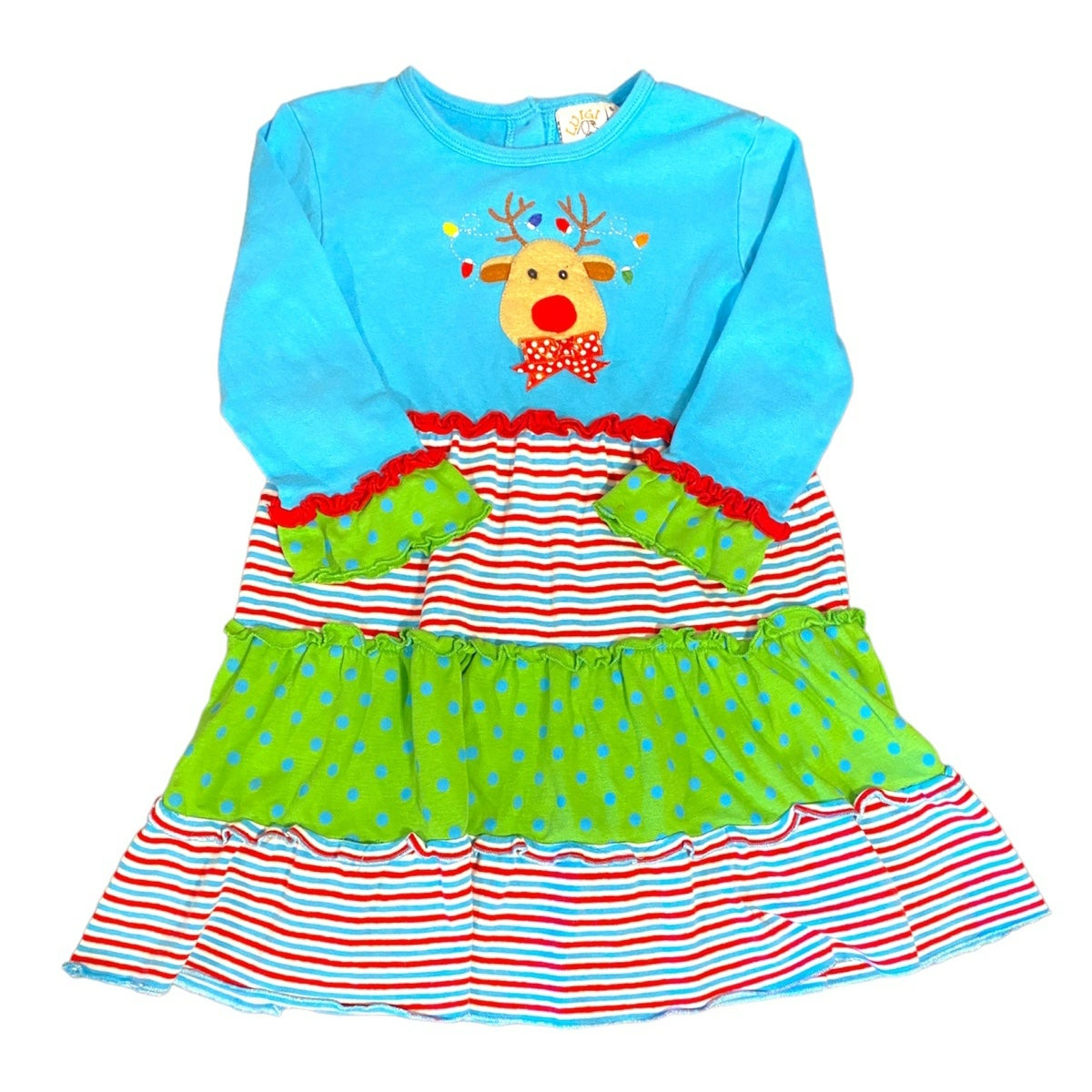 Size 6 Christmas reindeer ruffle dress