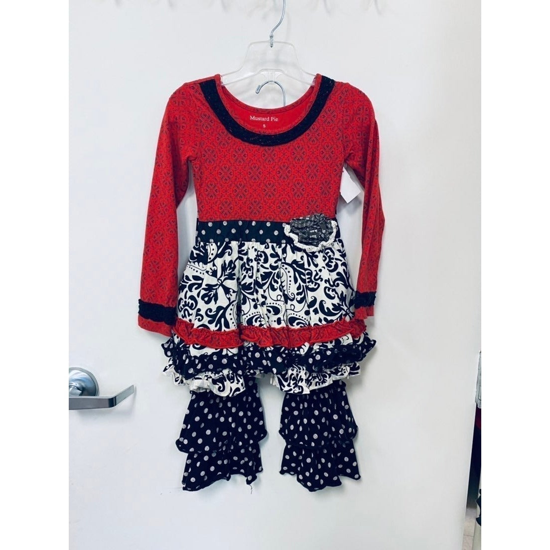 Size 5 mustard pie winter ruffle outfit