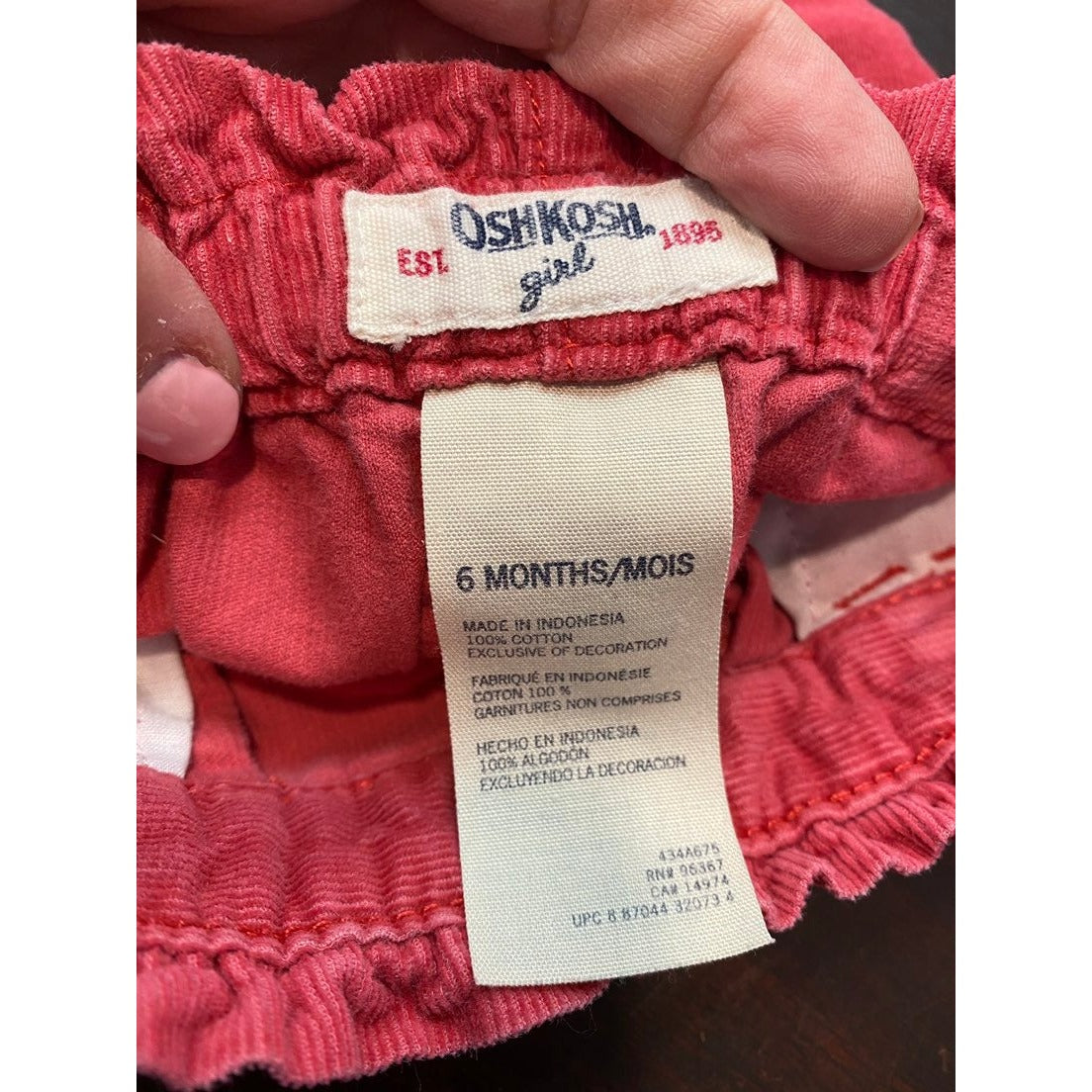 6 months Osh Kosh cord Shorts