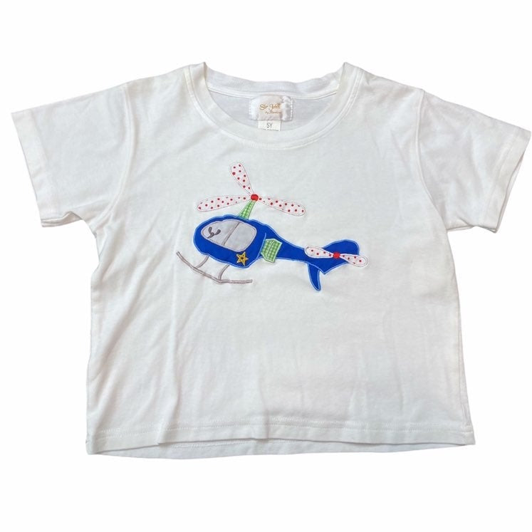 Size 5 helicopter appliqué tee