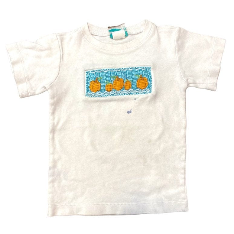 2/3 smocked pumpkin tee