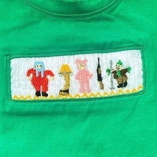 3 months smocked Christmas Story tee & diaper cover