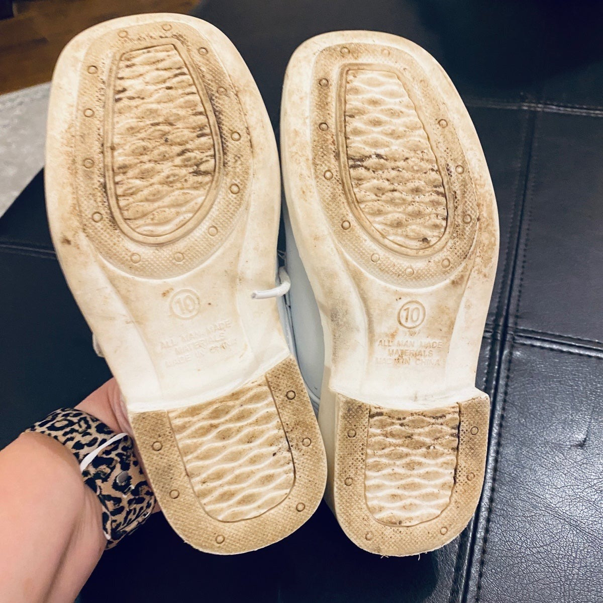Size 10 boys white patent leather shoes