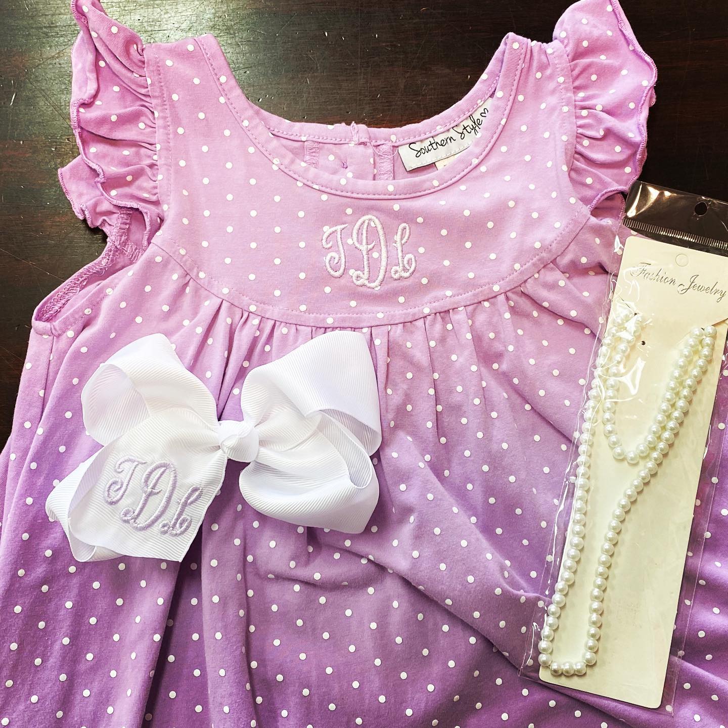 Large Bow with 3 Initial Monogram