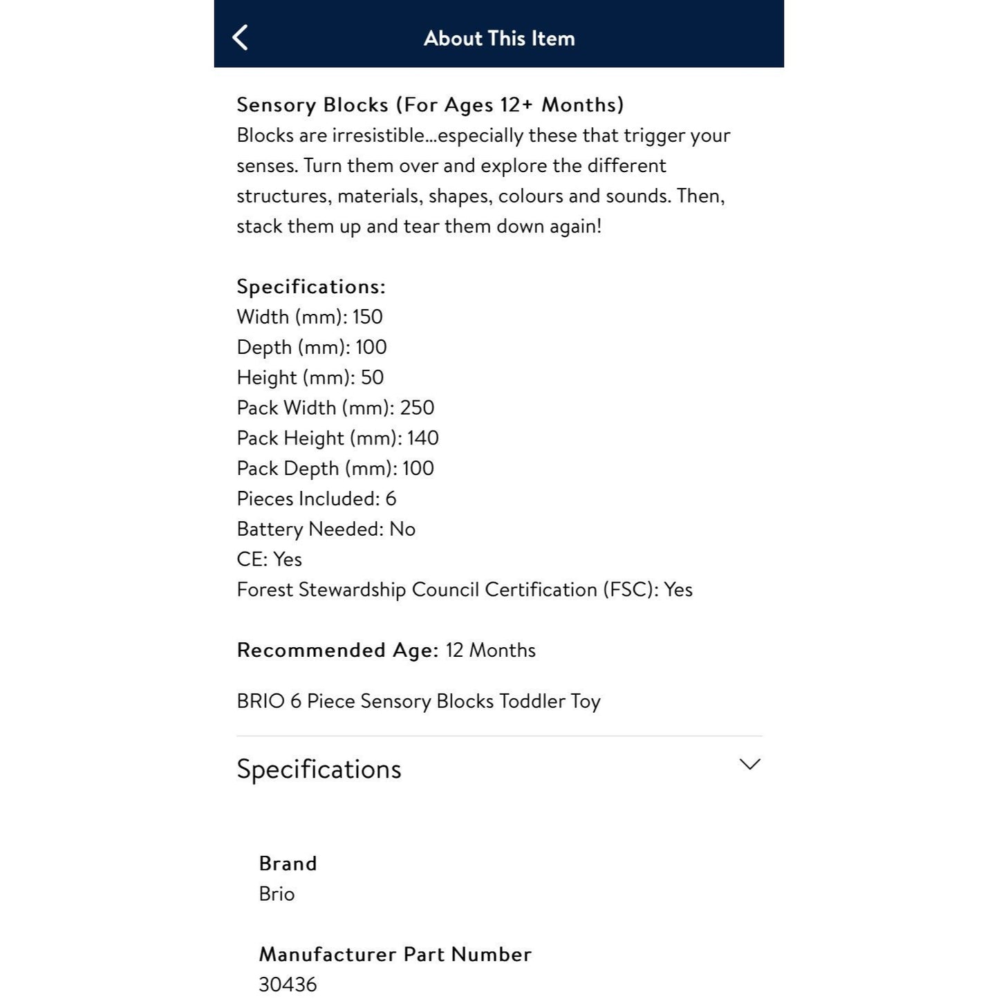 Brio sensory blocks toddler toy