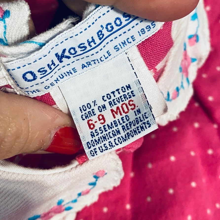 6-9 months OshKosh b’gosh pink long bubble romper