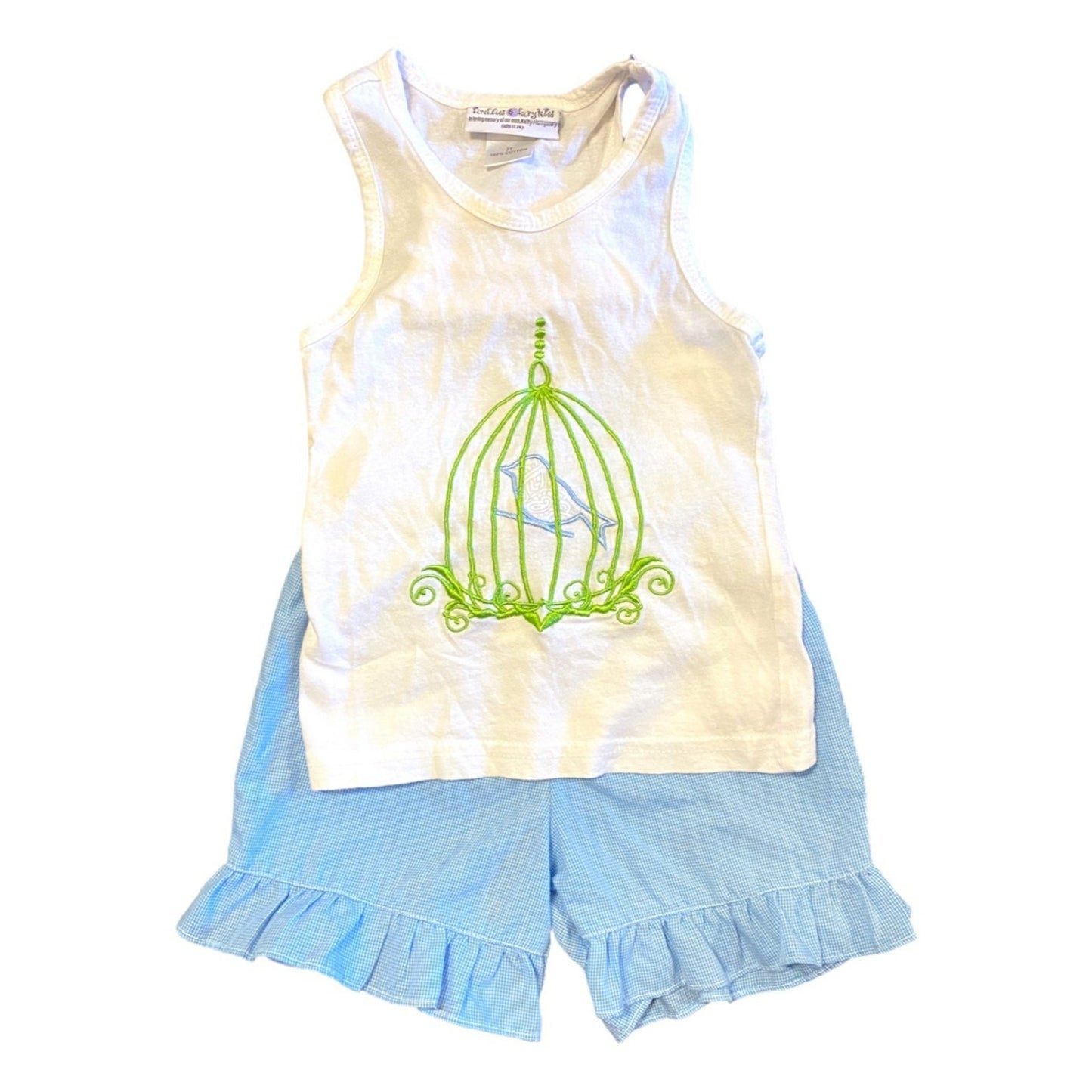 2T bird ruffle shorts outfit