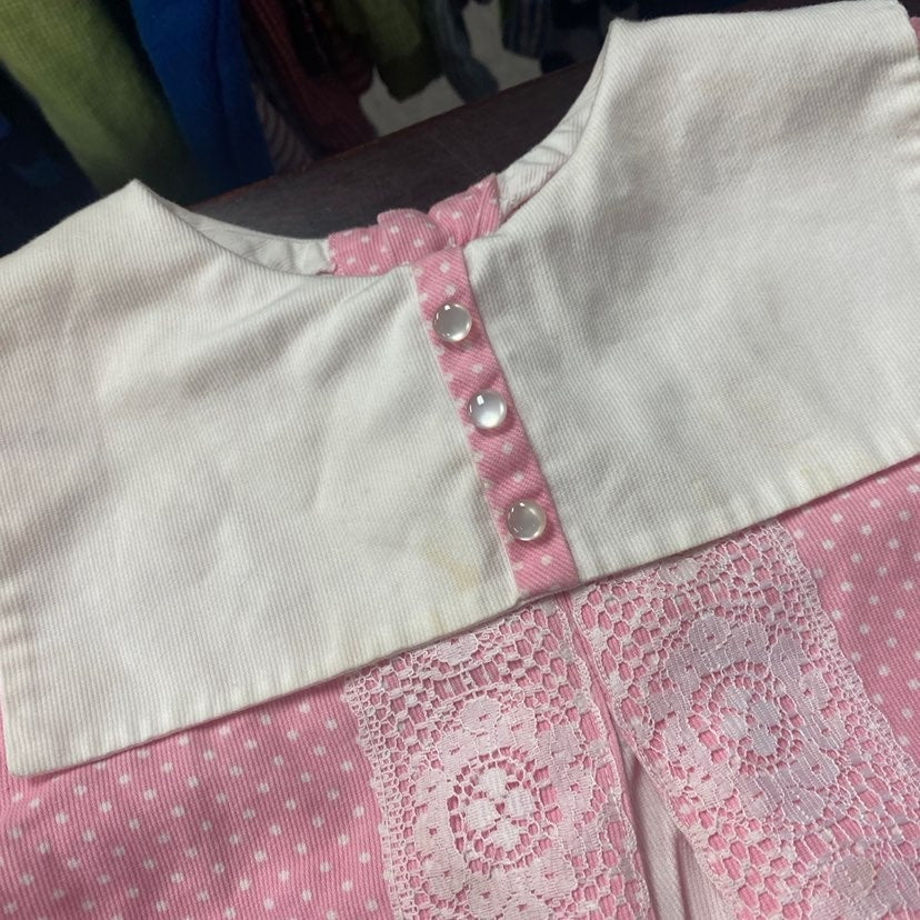 Girls vintage pink dot Dress