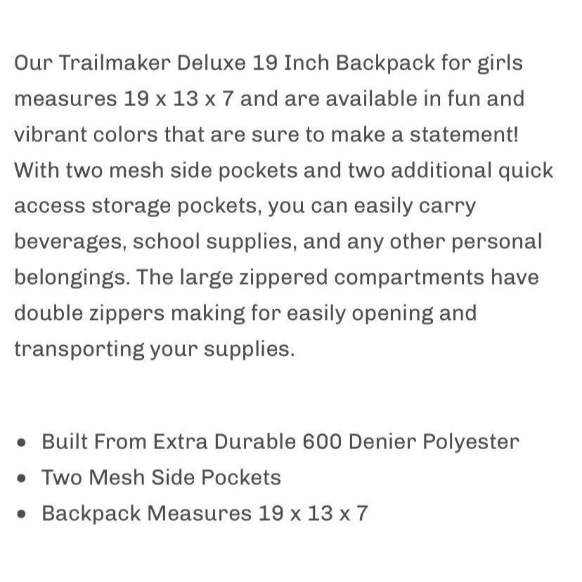 New 19" Peach backpack