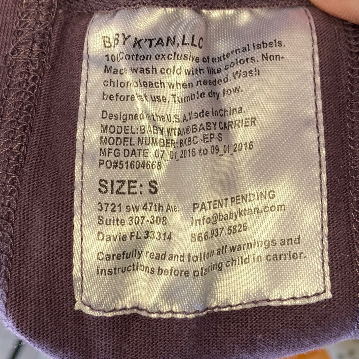 Purple Baby K'tan Carrier Small