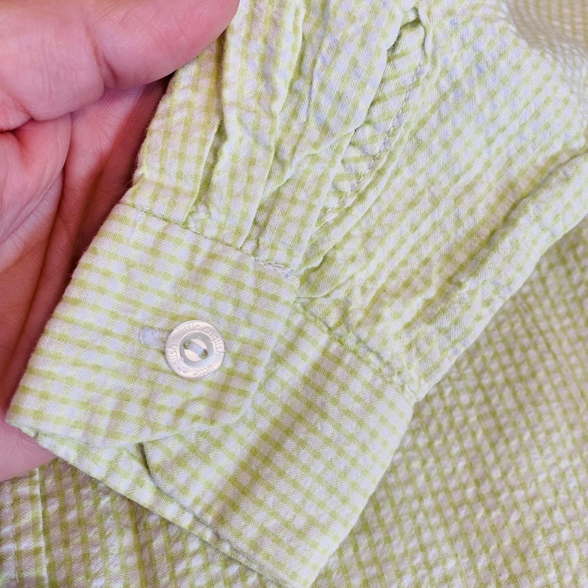 Size 5 green seersucker Little English button down