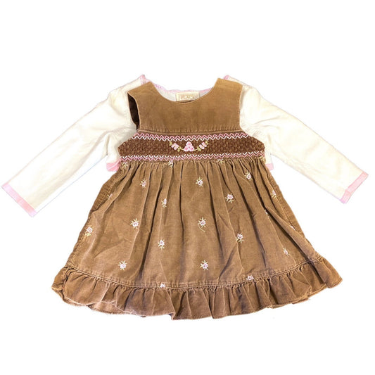 12 months vintage smocked dress and cardigan