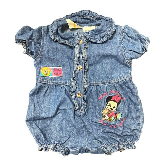 0-6 months vintage denim Minnie Mouse bubble