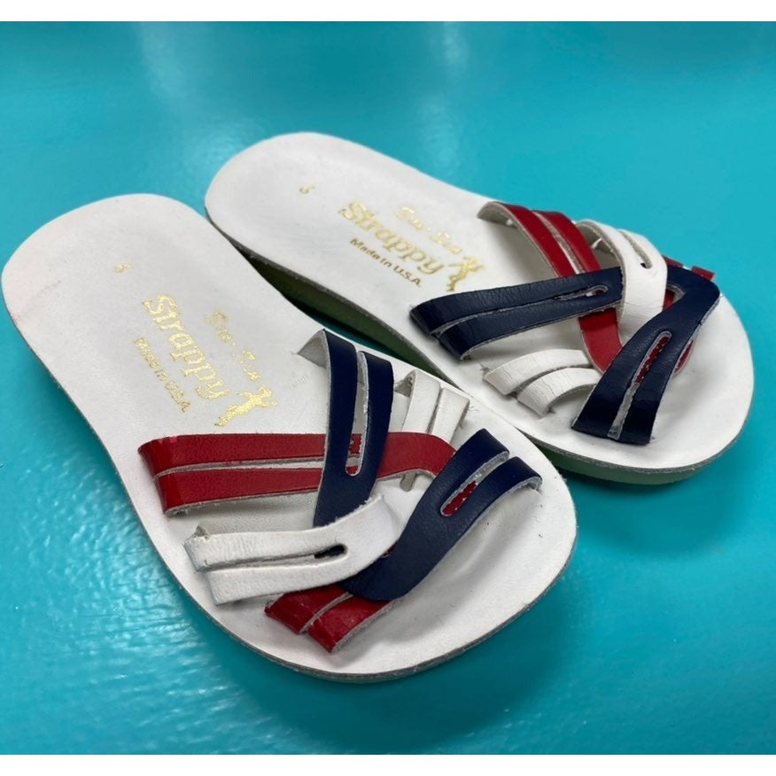 Size 6 Sunsans strappy red white & blue