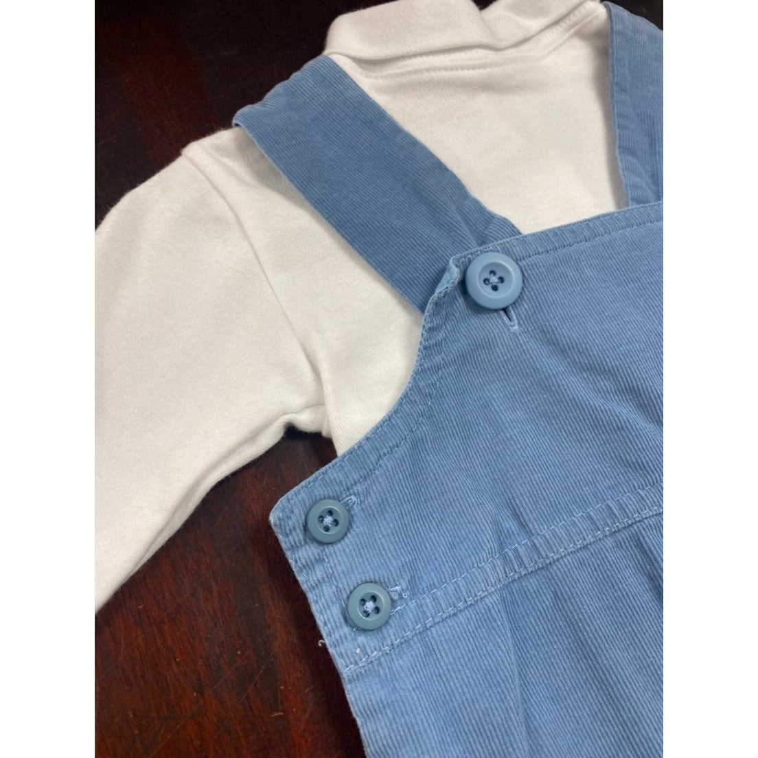 6 months Strasburg blue cord romper