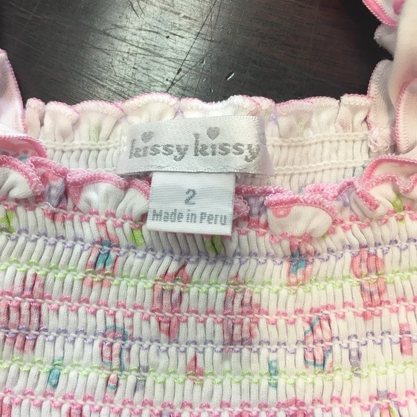 Size 2 Kissy Kissy smocked hearts 2 piece set- pima