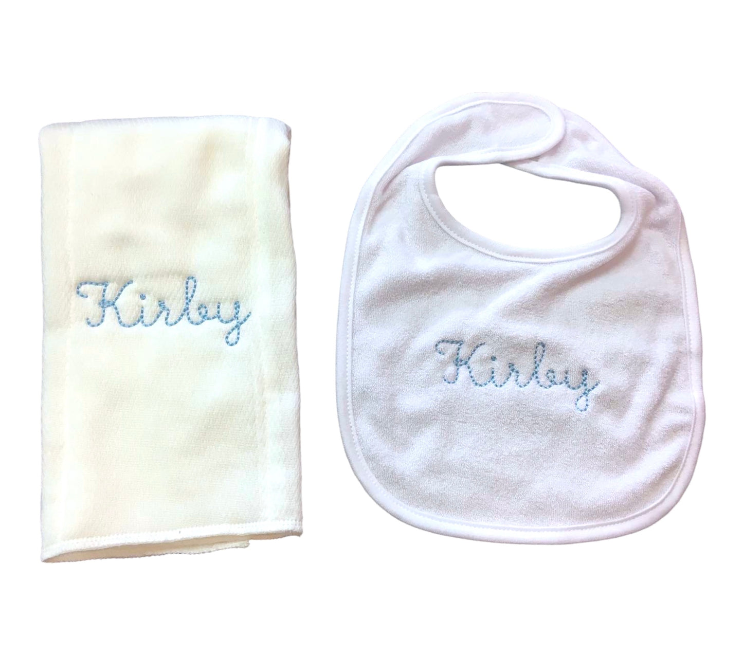 Custom bib & burp cloth Gift Set