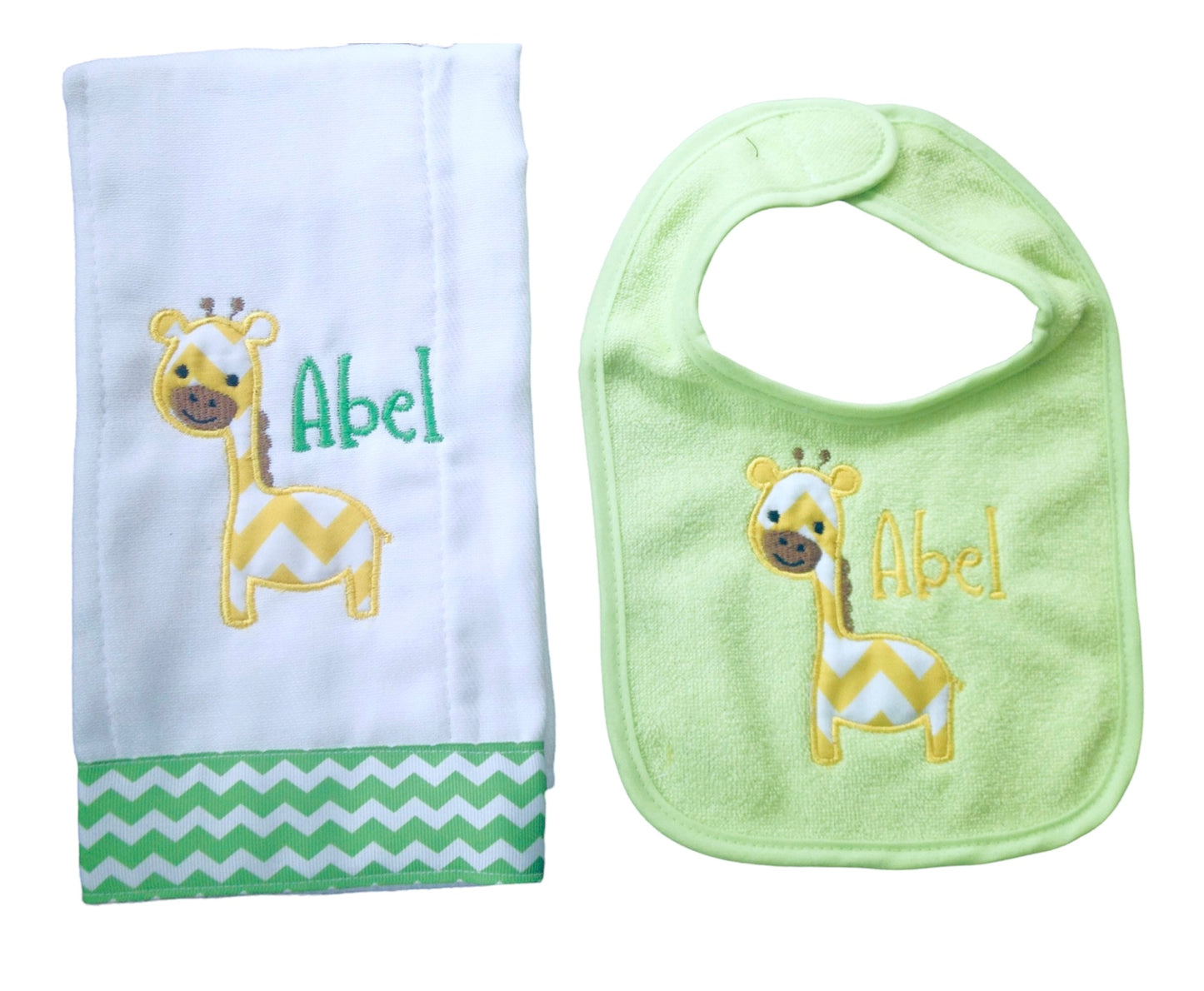 Custom bib & burp cloth Gift Set