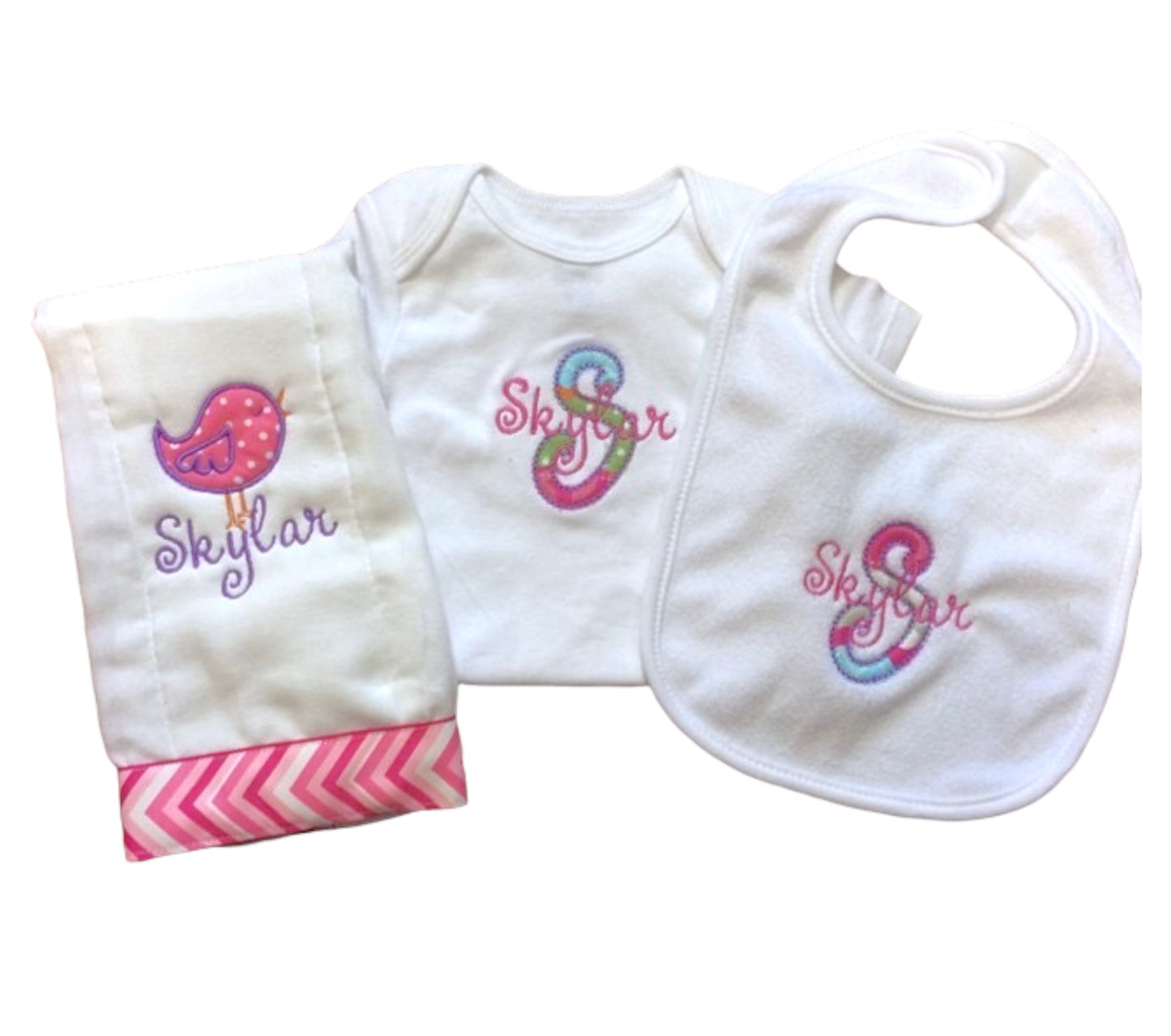 Custom bib & burp cloth Gift Set