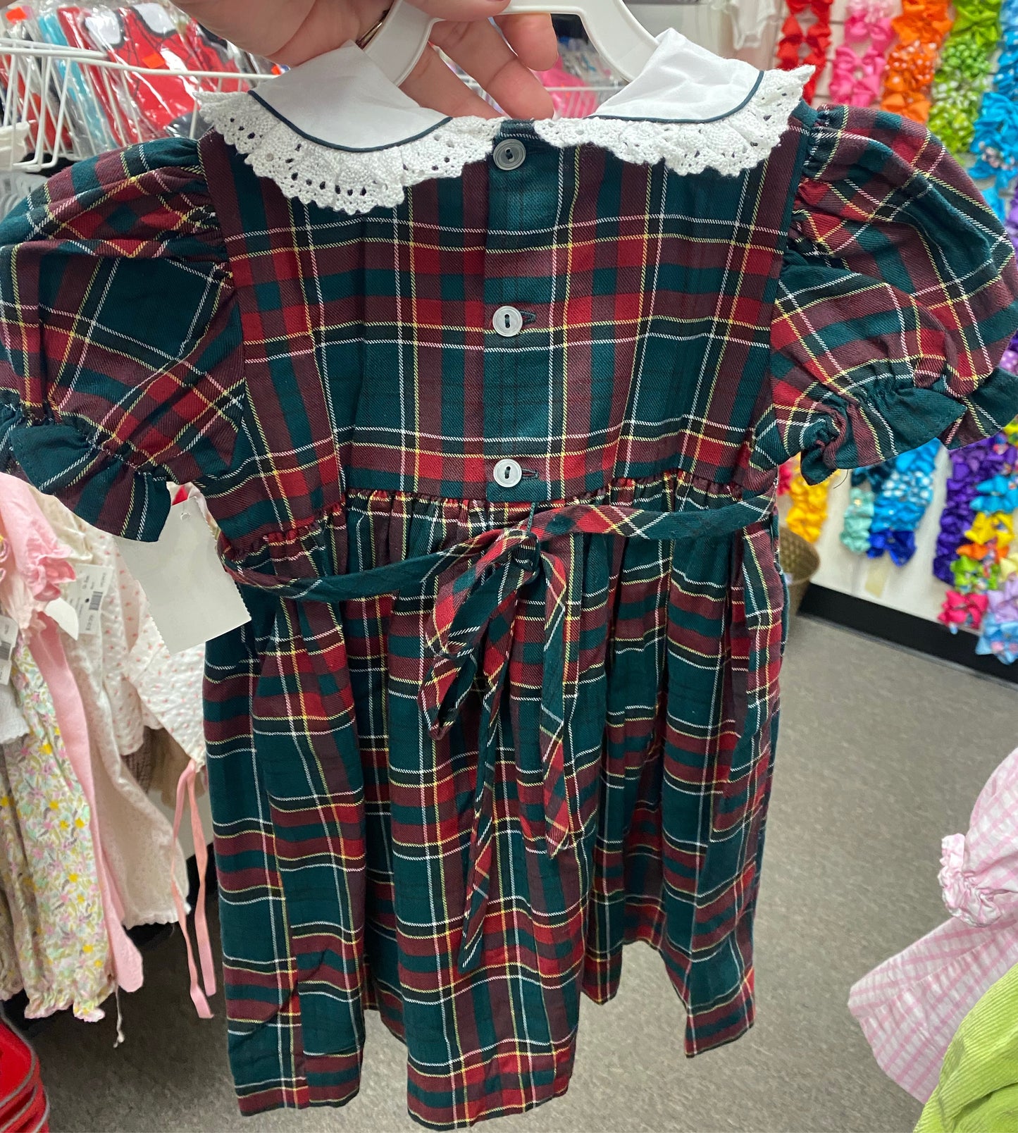 2T vintage smocked plaid dress