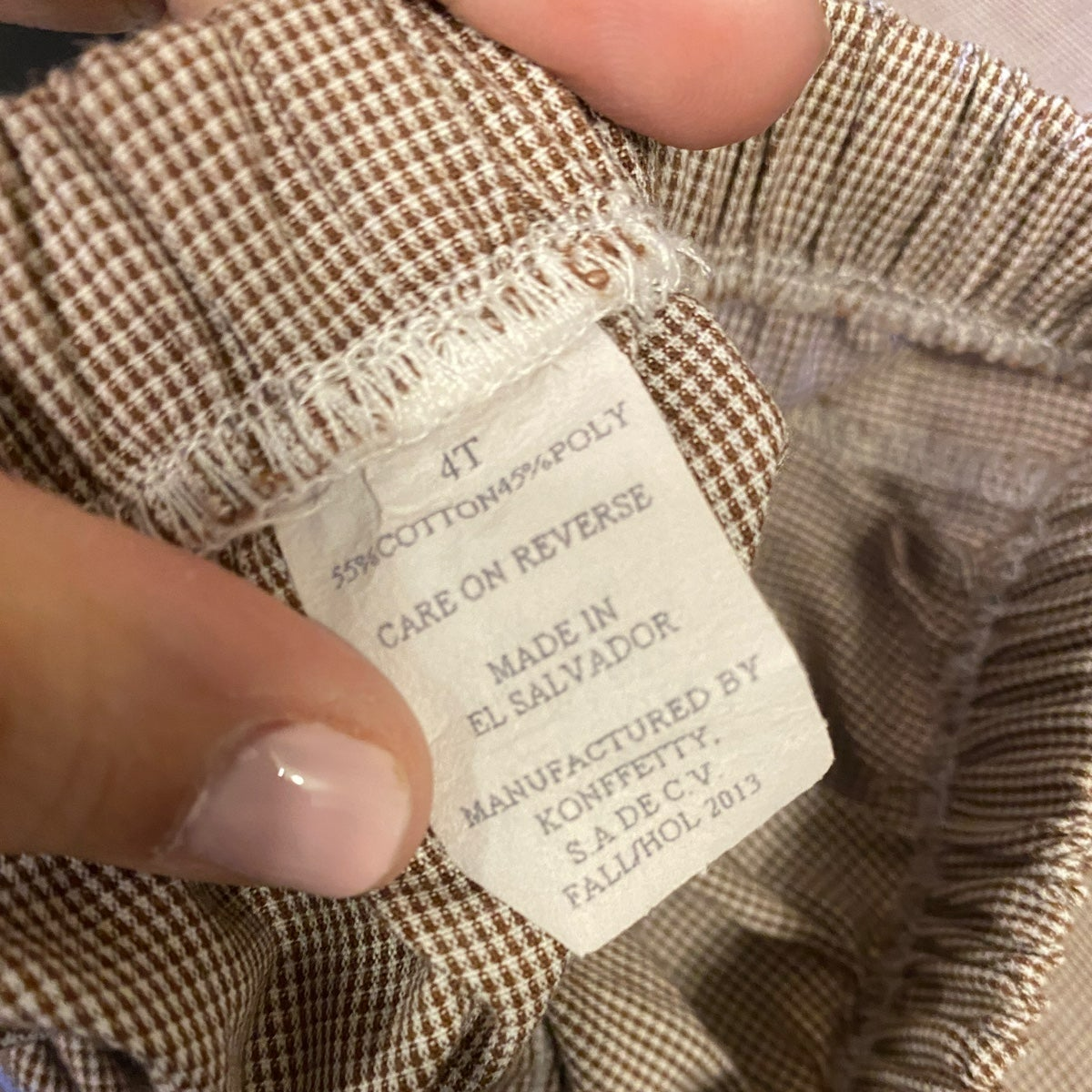 4t boys brown gingham fall pants