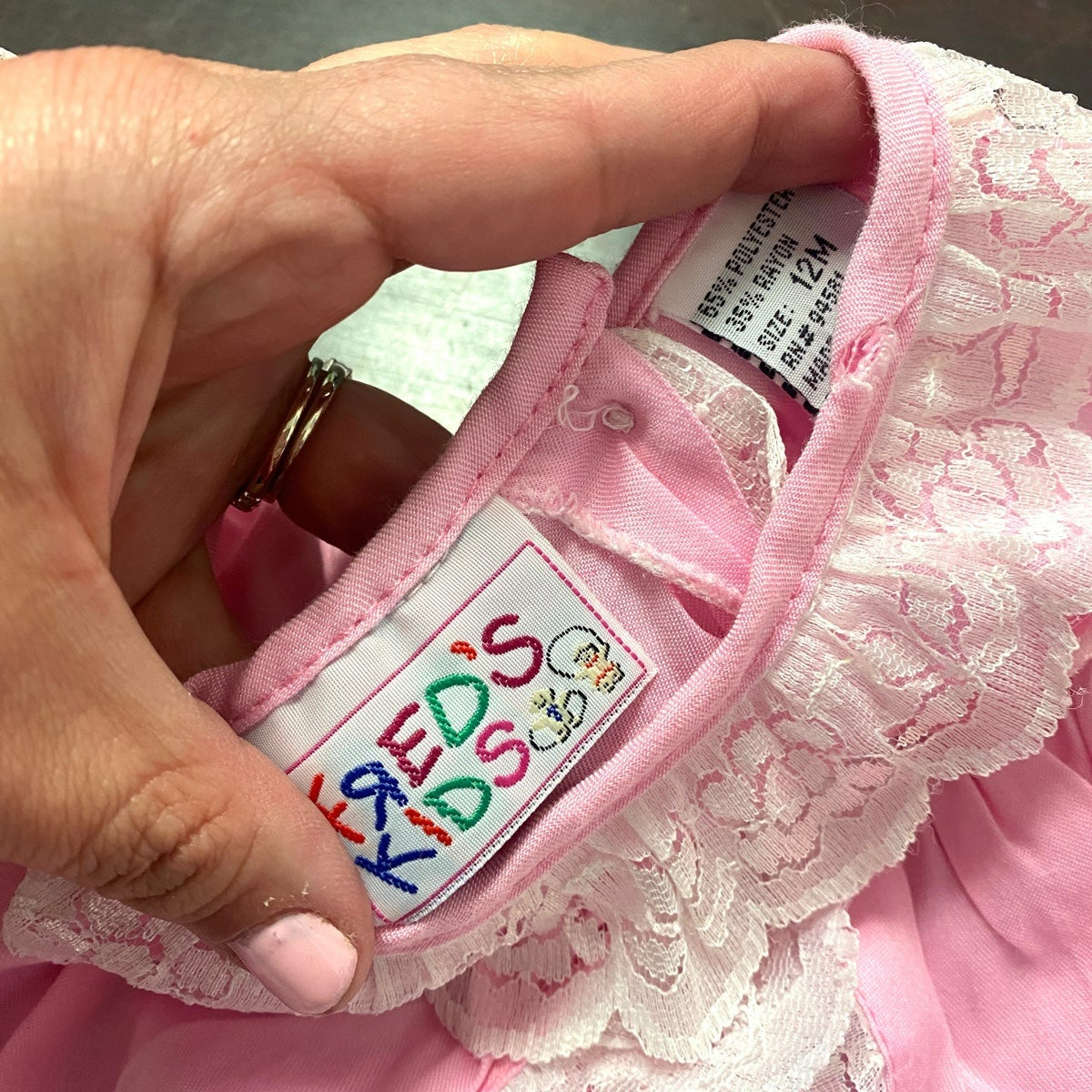12 months vintage pink dress with lace
