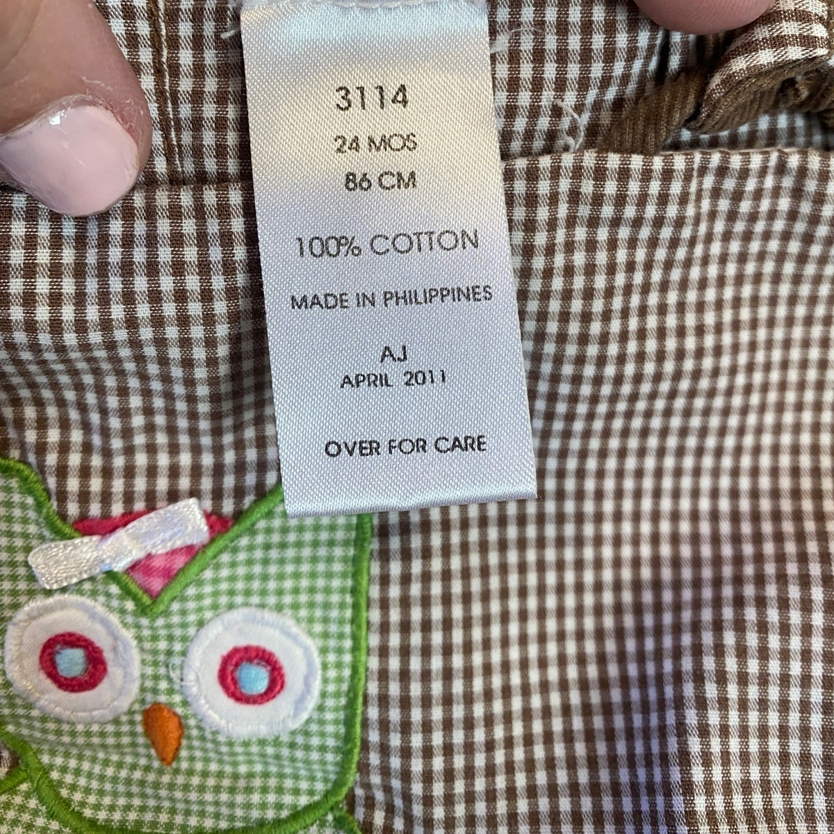 24 months gingham owl dress