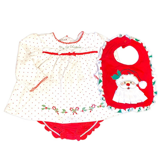 My First Christmas bloomer set and bib bundle 6 months