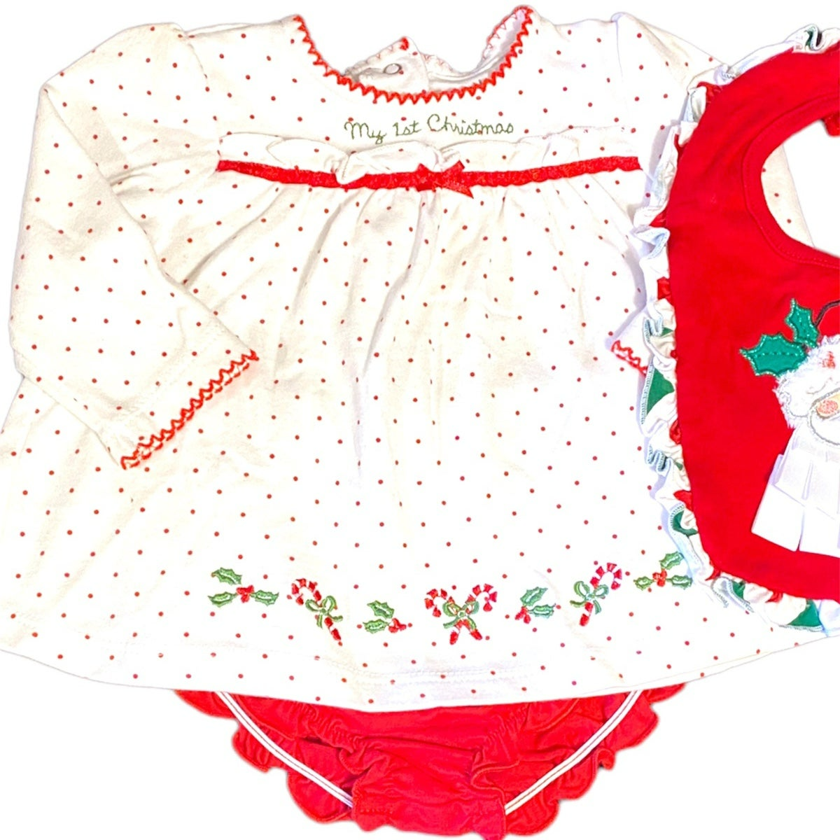 My First Christmas bloomer set and bib bundle 6 months