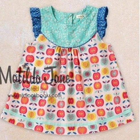 Size 2 Matilda Jane lucia shabby top with apples school