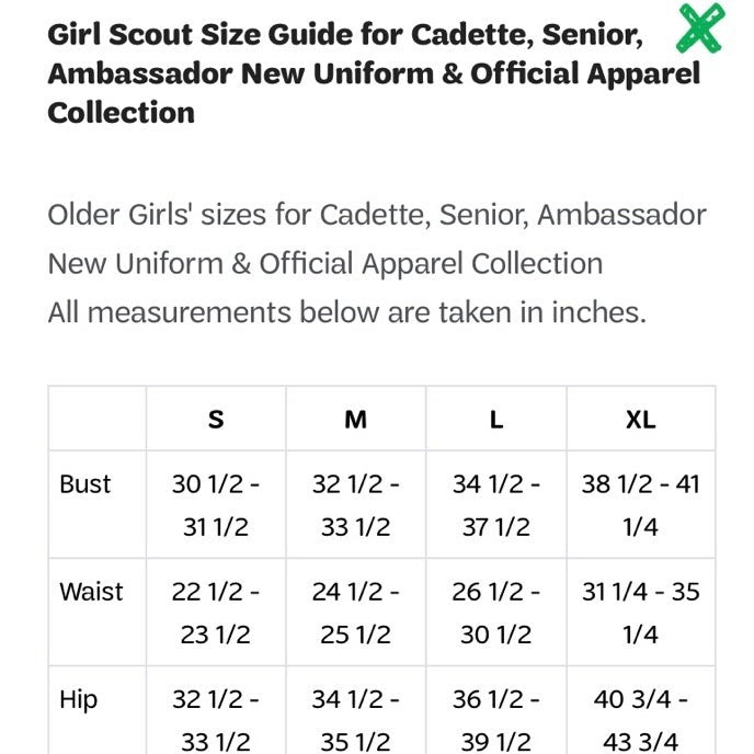 New Girl Scouts Official Cadette Senior and Ambassador Vest