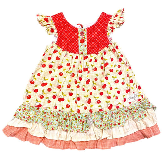 18-24 months to 2T cherry ruffle dress