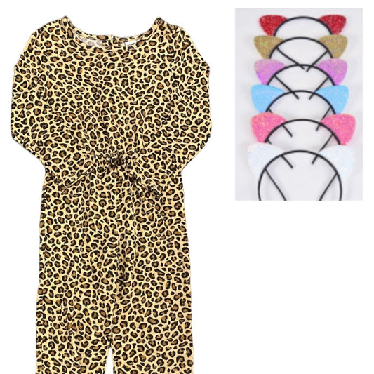 3T girls leopard romper Halloween costume bundle