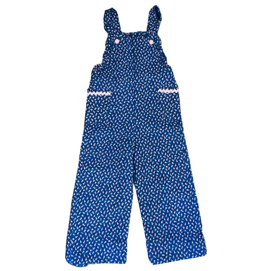 4T girls vintage floral Quilted Overalls romper