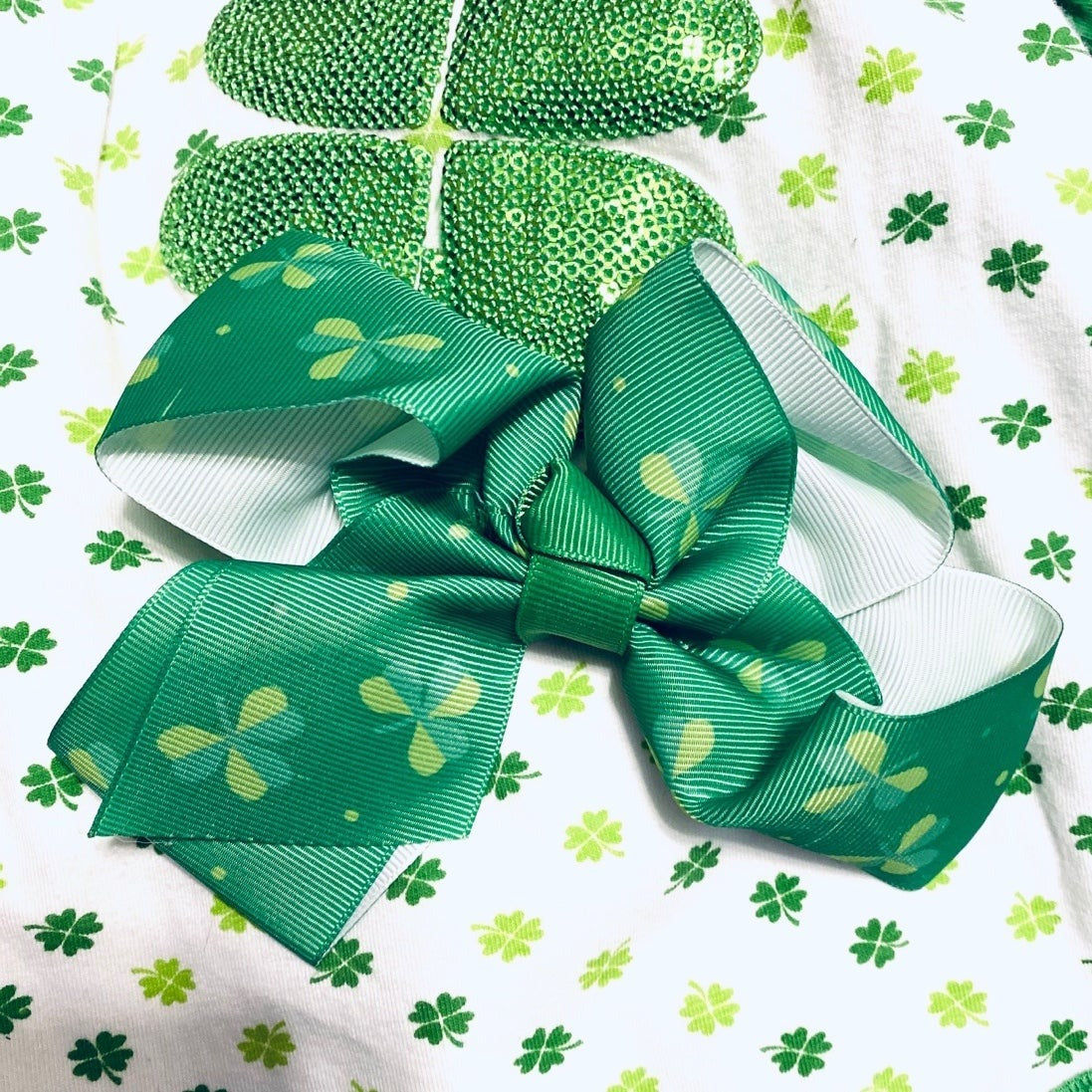 6-9 months baby girls St. Patrick’s day shamrock bundle