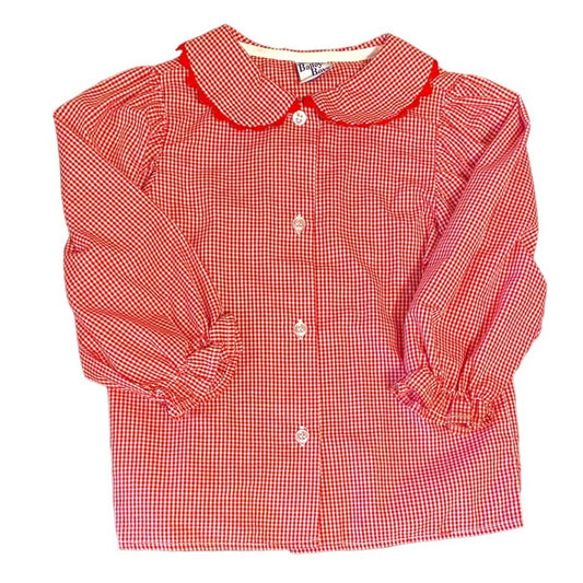 3/4 Red gingham collared shirt for Christmas