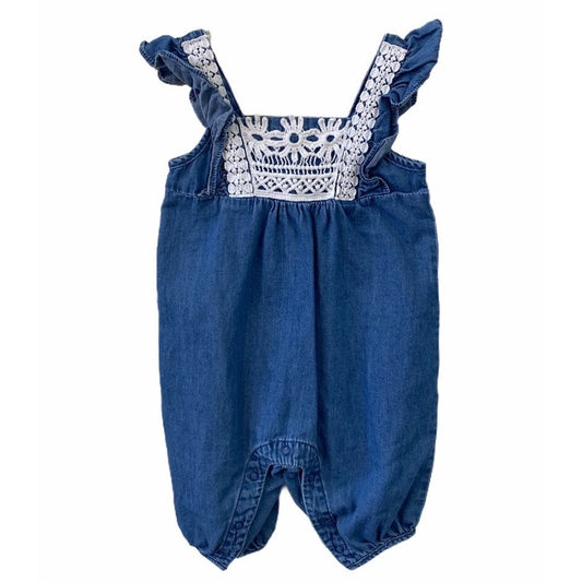 0-3 months Old navy denim Romper