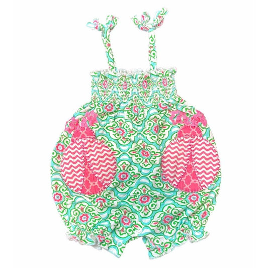6-9 months smocked ladybug bubble