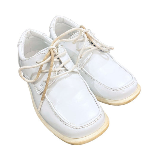Size 10 boys white patent leather shoes