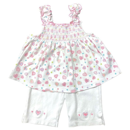 Size 2 Kissy Kissy smocked hearts 2 piece set- pima