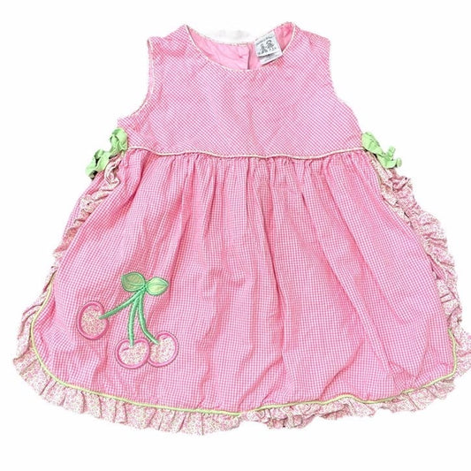 2T pink gingham cherry dress